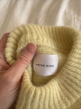 Anine Bing lemon Yellow Eyelet Crewneck Sweater